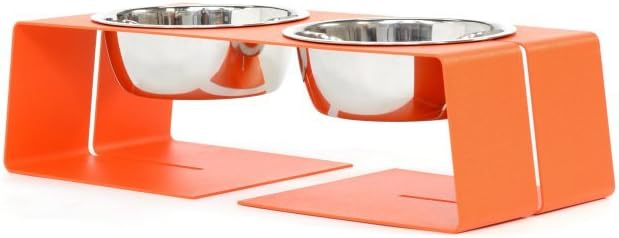 Dogleg Diner Dog Feeder-Orange-Medium: 23"W x 10"D x 9.5"H