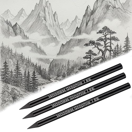SurPse 6 Pack Charcoal Pencils, Woodless Black Graphite Pencils Set, Sketching, Shading and Artwork, Includes HB 2B 4B 6B 8B EE Black Soft Sketch, Ideal for Beginners and Professional Artists - Image 4