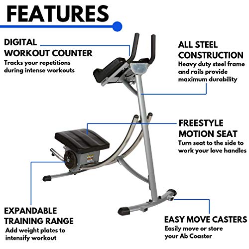 Image of Dolphy Abdominal Coaster Fitness Equipment, Workout Machine Ab Exerciser for Home Use, Black