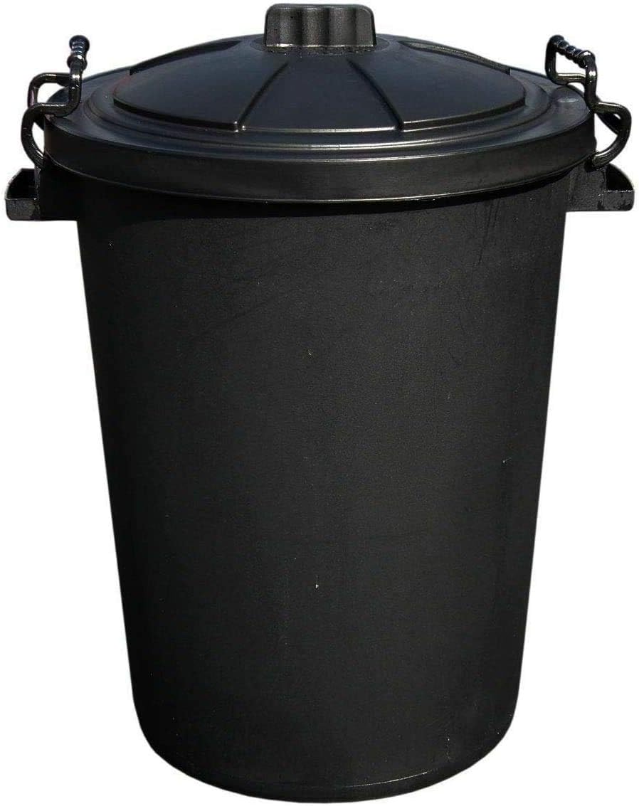 M1SS 50L Litre Plastic Swing Bin/Recycle Waste Bin/Heavy Duty Clip Lock Dustbin/Rubbish Trash/Refused Bins - Made in UK (Dust Bin, Black)