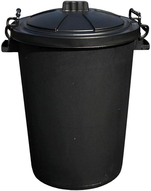 JMS we create smile 50L HEAVY DUTY BLACK PLASTIC RUBBISH REFUSE BIN WASTE W/LOCKING LID