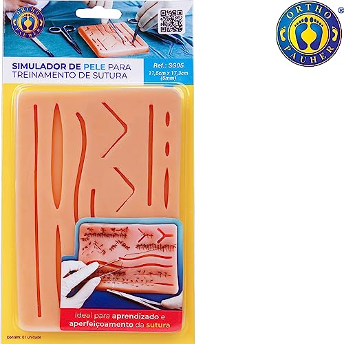 SIMULADOR PELE HUMANA PARA TREINAMENTO DE SUTURA COM CORTES SG05 ORTHO PAUHER
