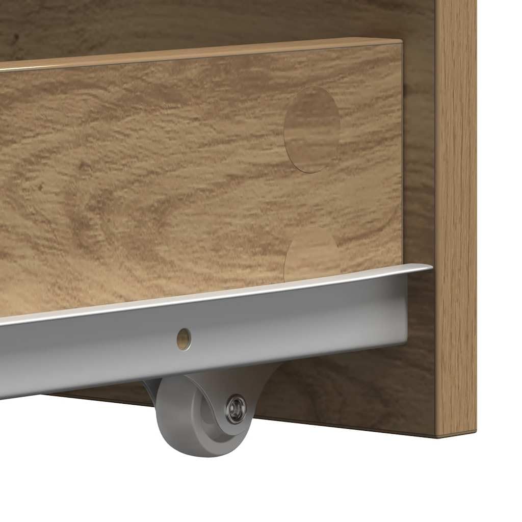 vidaXL Armario de baño estrecho con ruedas, armario de almacenamiento de madera de roble artificial