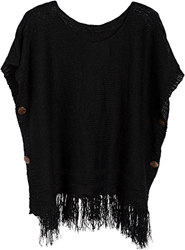 Poncho de punto con mangas para señora styleBREAKER con botones elegantes
