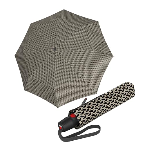 Knirps T.200 Duomatic kompakter Regenschirm in Elemental Black - Windk getestet bis 93 km/h, Aluminium-Stahl-Fiberglas-Rahmen, 96,5 cm Baldachin, Öko-Tex, leistungsstarke automatische Reiseschirme