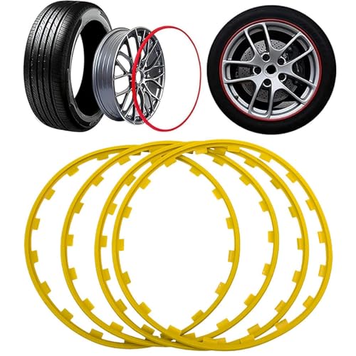 Wheel Protector Ring,16-20 Inch Rim Protectors,4 Piece Wheel Rim Decorative Protectors,Tyre Protectors,Anti-scratch And Anti-friction,Protect Wheels,Long Lasting,Wheel Decorative Strips(Yellow,18in)
