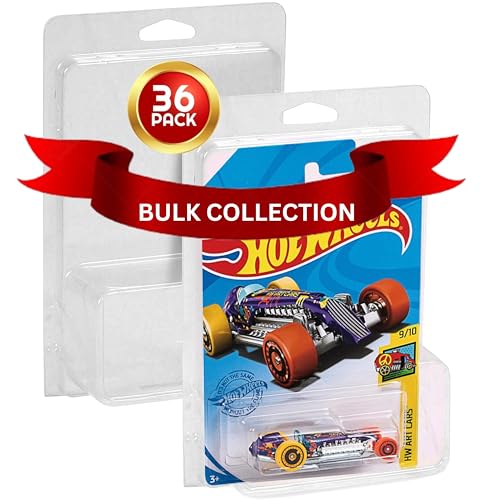 EVORETRO Clamshell - Funda de almacenamiento de plástico compatible con Hot Wheels para tarjetas largas (36 unidades)