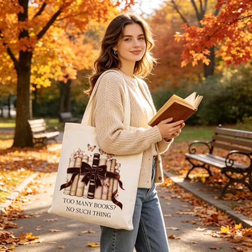 yuboo Cute Canvas Tote Bag, Book Lovers Gifts - Christmas Gift for Women - image 7