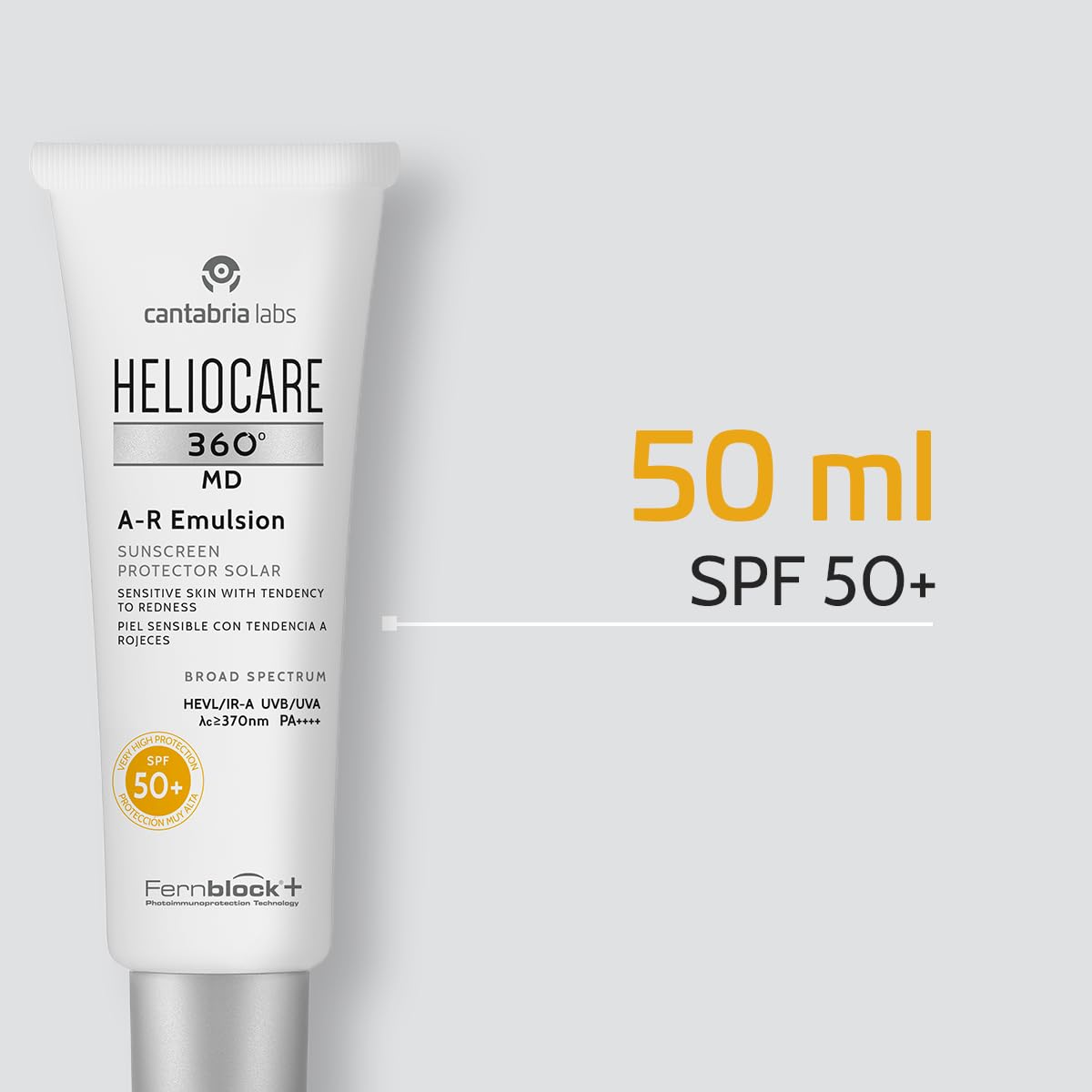 Cantabria Labs - Heliocare 360º MD A-R Emulsión SPF 50+ - 50 ml - Fotoprotector Facial - Piel Sensible con tendencia al enrojecimiento - Ayuda a reducir las rojeces y unifica el tono.