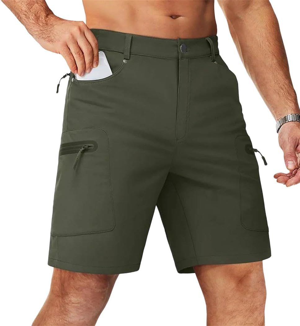 Men's Quick Dry Cargo Shorts Hiking Fishing Pockets Stretch Waist Casual Outdoor Summer Wear