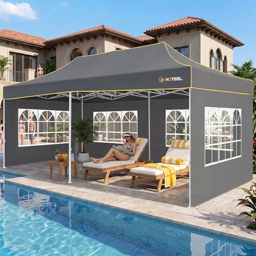 Image of Hoteel 10x20 Heavy Duty Pop Up Canopy Tent with 6 Sidewalls, Grey