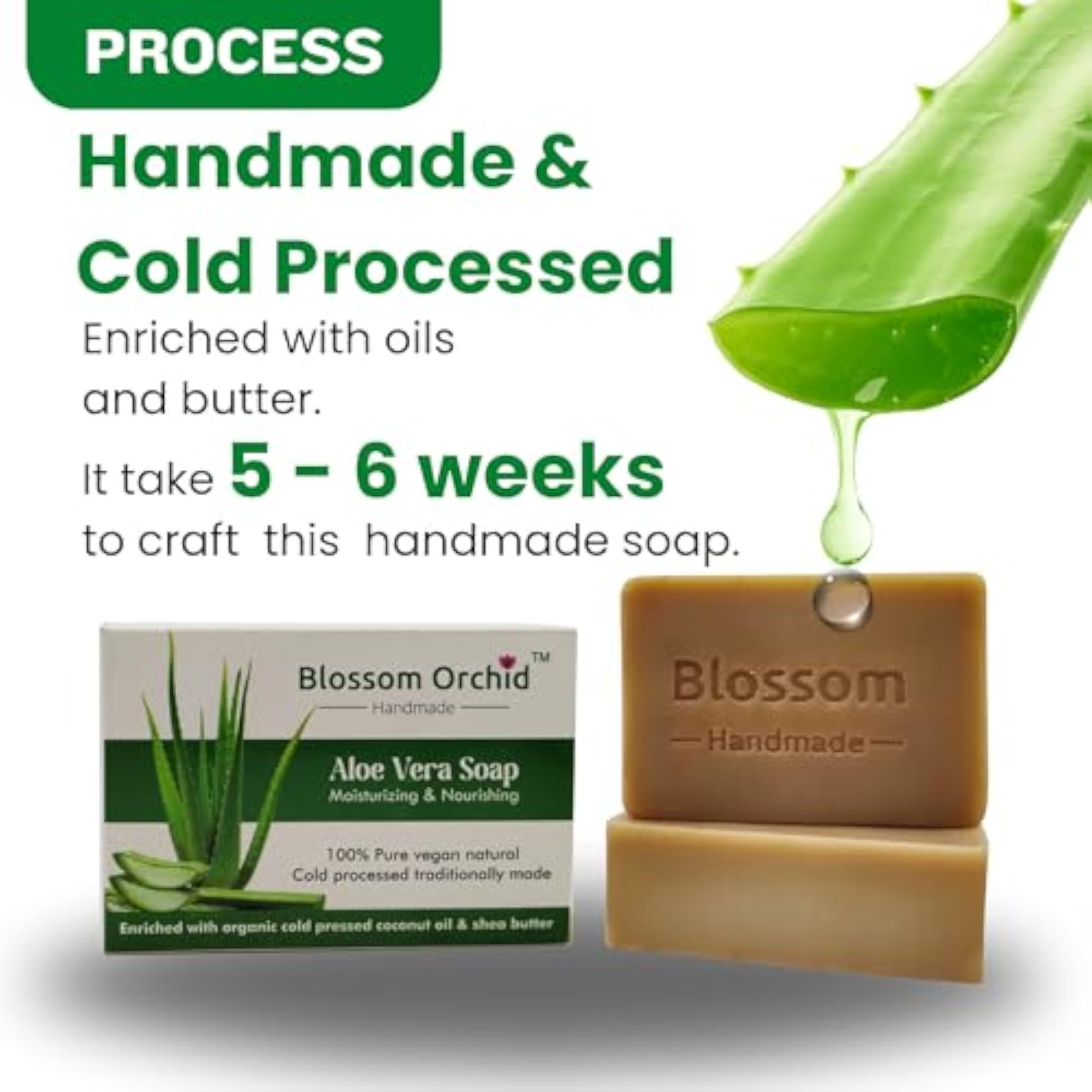 Aloe Vera Organic Soap, SLS/Paraben Free, Pack of 3