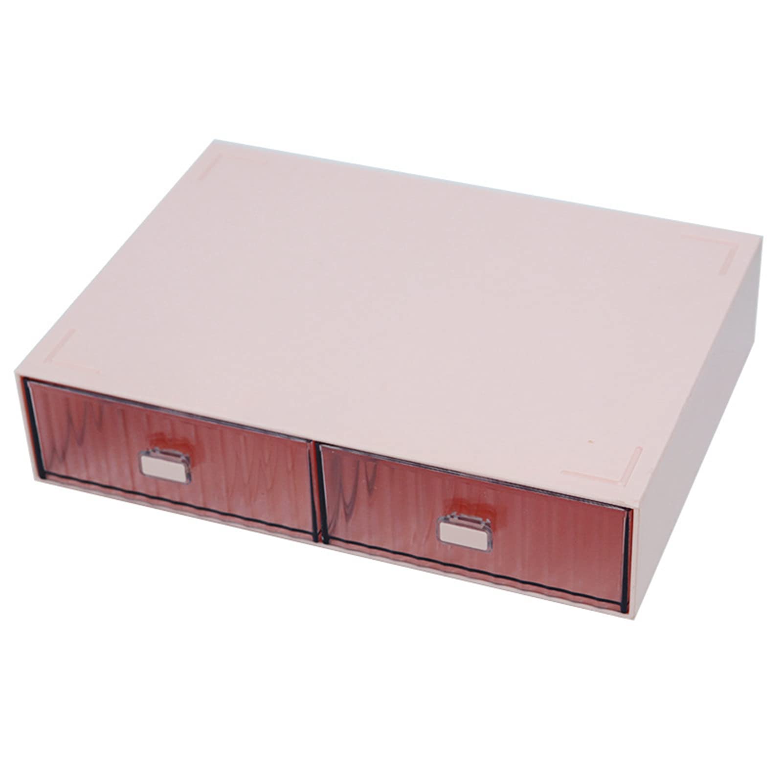 Cajón organizador de escritorio apilable, caja de almacenamiento de escritorio de plástico, organizador de maquillaje impermeable, cajón de escritorio para almacenamiento de manualidades (rosa-2)