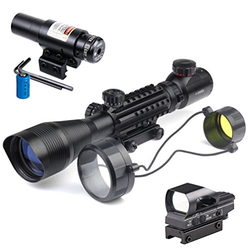 Thea C4-12X50 Scope Dual Illuminated Reticle W/Green Laser Sight And 4 Tactical Holographic Dot Reflex Sight (12 Month Warranty) (Green) #TOP6