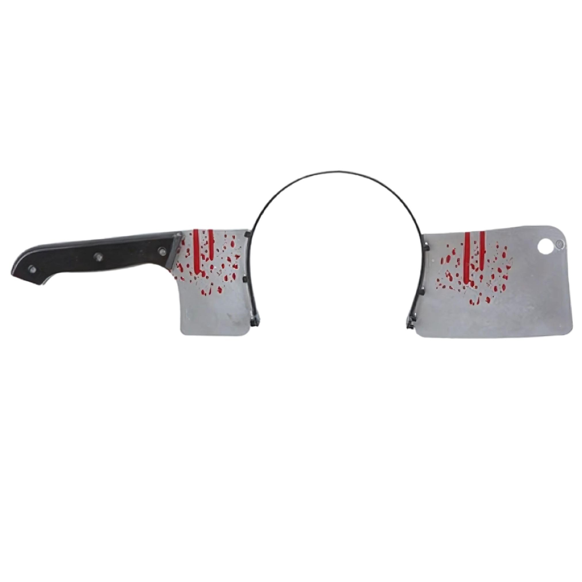 Akh Unisex Black Akh® Halloween Bloody Cleaver Headband | One Size | Scary Knife Through Head Prop For Halloween Costume Fake Weapon Horror Accessory Perfect For Halloween Party Fancy Dress | For Adults Kids