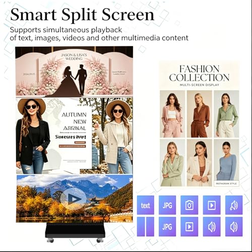 Image of 91 inch LED Digital Signage Display with Flight Case, Triple Foldable Spliceable LED Poster Screen,GOB Commercial Kiosk, Smartphone One-Cick Control, for Events, Rentals