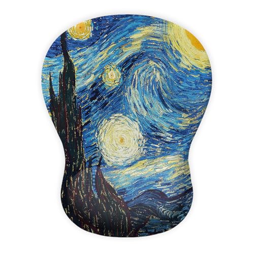 AOKSUNOVA Tapis de Souris avec Repose-Poignet en Gel, Tapis de Souris Ergonomique avec Support de Poignet, Motif Ciel Étoilé Bleu