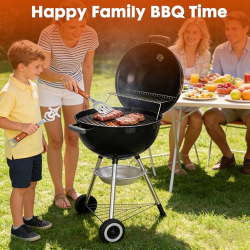 8 in 1 Grillspachtel für Barbecue mit Holzgriff – Multifunktionales BBQ Werkzeug aus Edelstahl, Grillwender mit Flaschenöffner & Säge, Ideales Grill-Geschenk für Männer mit Aufbewahrungstasche