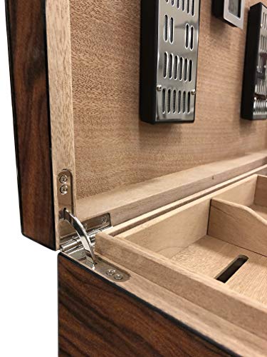 Prestige Import Group Salvador Brazilian Rosewood Wood Finish Cigar Humidor w/Twin Trays - Up to 250 Capacity - Thumbnail 3