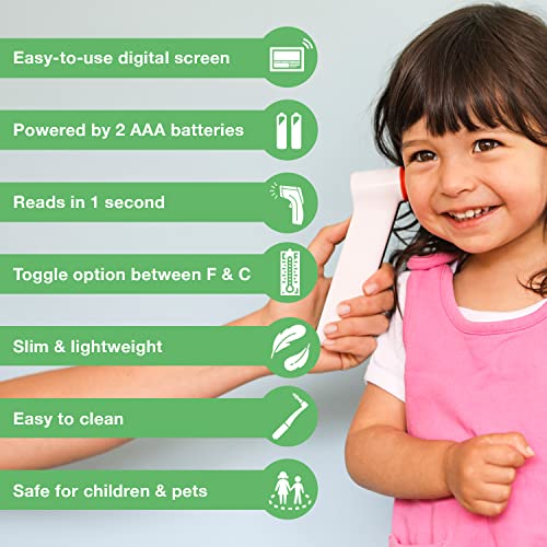 Nct Infrared Thermometer - No Contact Temperature Thermometer For Forehead, Wrist & Ear - Instant Read Temp Gun For Baby, Kids, Adults & Pets - With Digital Screen, Celsius & Fahrenheit Setting #TOP4