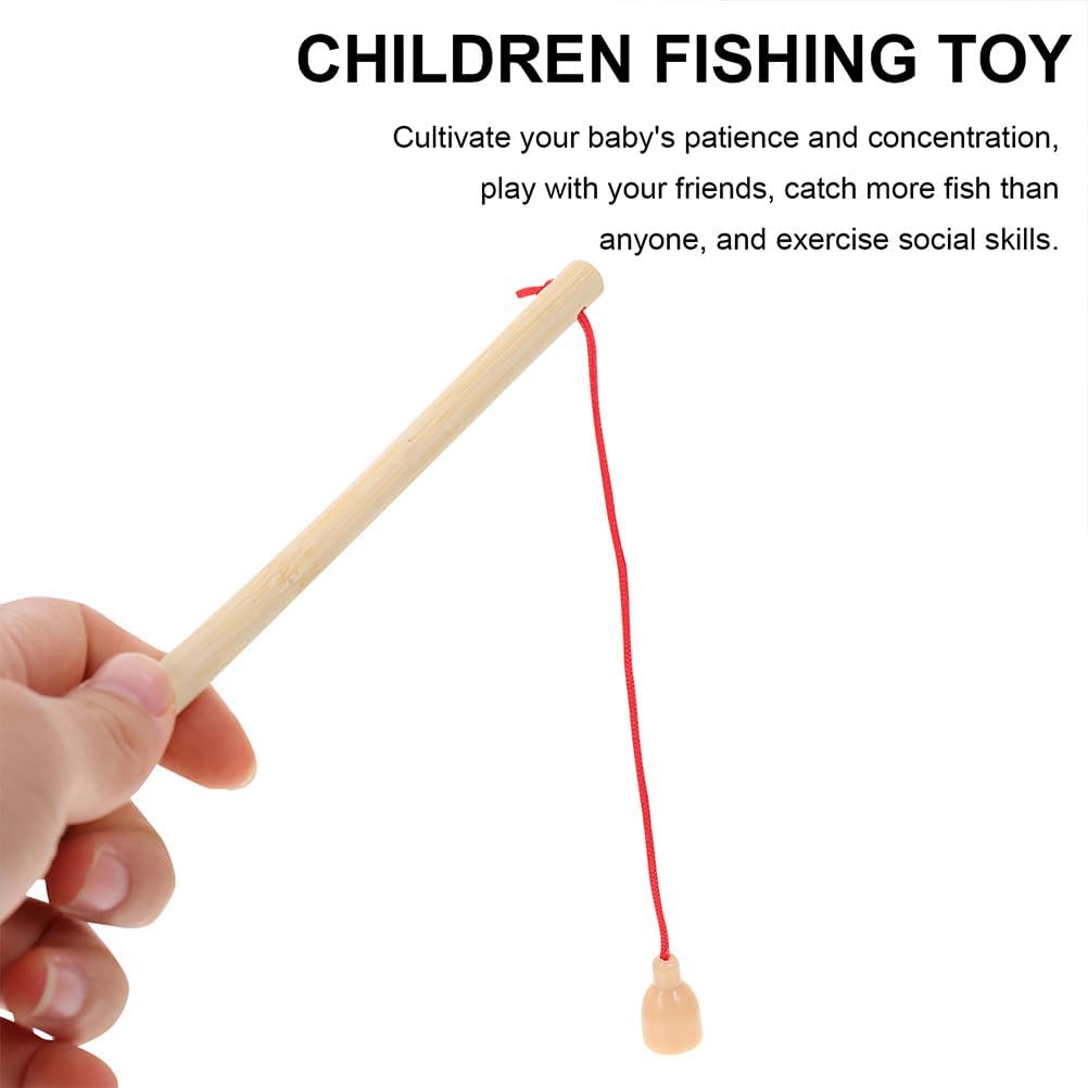10Pcs Wooden Fishing Poles for Kids - Wooden Fishing Rods with Hooks Educational Toy for Age of 3,4,5,6 Year Old Kids, Boys & Girls - Christmas Game Toy Presents for Birthday Party