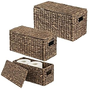 Mdesignwovenwaterhyacinthrectanglestorageorganizerbasketbinwithtopperlidandhandlesnaturalfarmhouseholdercontainersforclosetbedroombathroomofficesetof3darkbrown Urban Country Home Decor Mdesign woven water hyacinth rectangle storage organizer basket bin with topper lid and handles natural farmhouse holder containers for closet bedroom bathroom office set of 3 dark brown urban country home decor