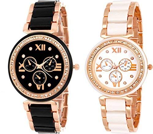 BID Analogue Womens & Girls Watch (Black & Off-White Dial Black & Off-White Colored Strap) (Pack of 2) (B08X4G1JPN) Amazon Price History, Amazon Price Tracker