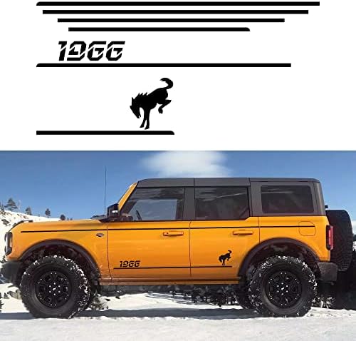 KRSCT Car Stickers for Body Side Door Compatible with Ford Bronco 2021 2022 4-Door, Custom Stickers Waterproof Vinyl Stripe Graphic Decal Decoration for Bronco Accessories (1966 Pattern,Black)