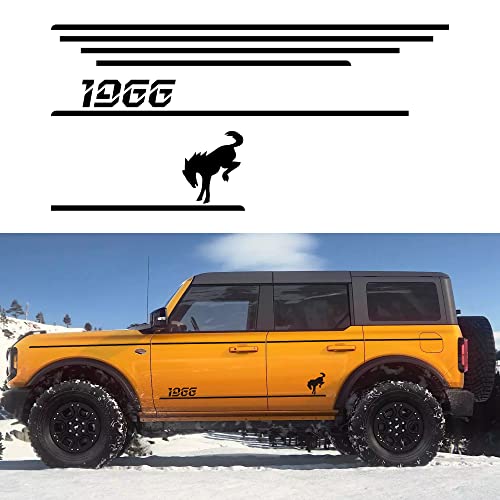 Krsct Car Stickers For Body Side Door Compatible With Ford Bronco 2021 2022 4-Door, Custom Stickers Waterproof Vinyl Stripe Graphic Decal Decoration For Bronco Accessories (1966 Pattern,Black) #TOP25