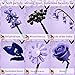 Halloween Purple Black Roses Flowers Bouquet Building Set, Botanical Collection Blocks Artificial Flowers Plant for Adults Women Girlfriend - Gifts for Valentines Birthday Christmas- Gothic Home Decor