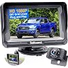 DoHonest Reversing Camera Easy Setup: Plug&Play HD 1080P Rear View Camera with Monitor Night Vision Waterproof License Plate Cam for Car Caravan SUV Truck Van DIY Gridlines S01