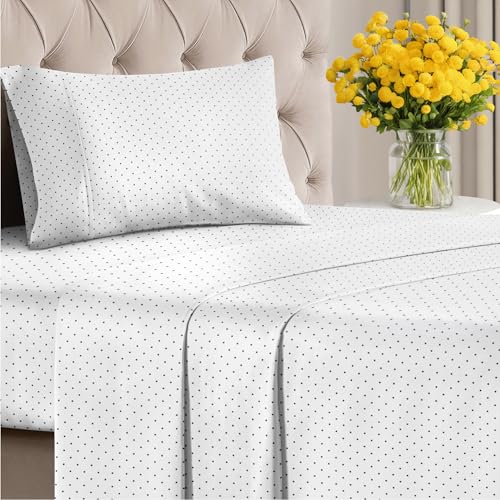 Image of Twin 3 Piece Luxury Striped Sheet Set - Soft, Breathable & Cooling - Dots
