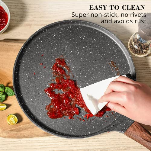Sensarte Nonstick Crepe Pan, Swiss Granite Coating Dosa Pan Pancake Flat Skillet Tawa Griddle 12-Inch With Stay-Cool Handle, Induction Compatible, Pfoa Free #TOP5