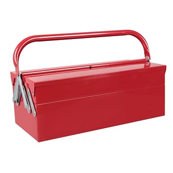 Multifunctional Home Toolbox Portable Steel Hardware Repair Box Portable Storage Car Repair Tool 48 Sets of Practical Safety,Red,48 item
