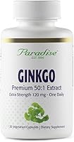 Vista 4 de Paradise Herbs Extracto de Ginkgo Biloba, vegano, sin OMG, sin gluten, 60 cápsulas vegetarianas
