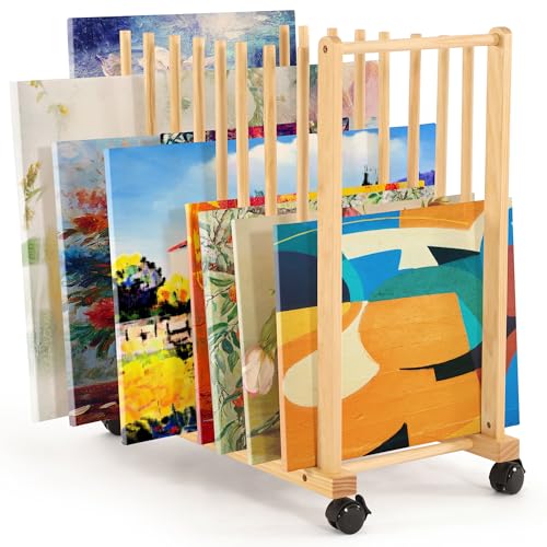 VISWIN Art Storage Rack with Casters & Handle - Wooden