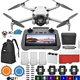 DJI Mini 4 Pro Drone Fly More Combo Plus with DJI RC 2 Screen remote with 3 Battery Bundle Kit 45-min Flight Time Camera Drone Bundle, with 128 GB SD, 3.0 USB Card Reader, Landing Pad, Backpack, Strobe lights and More