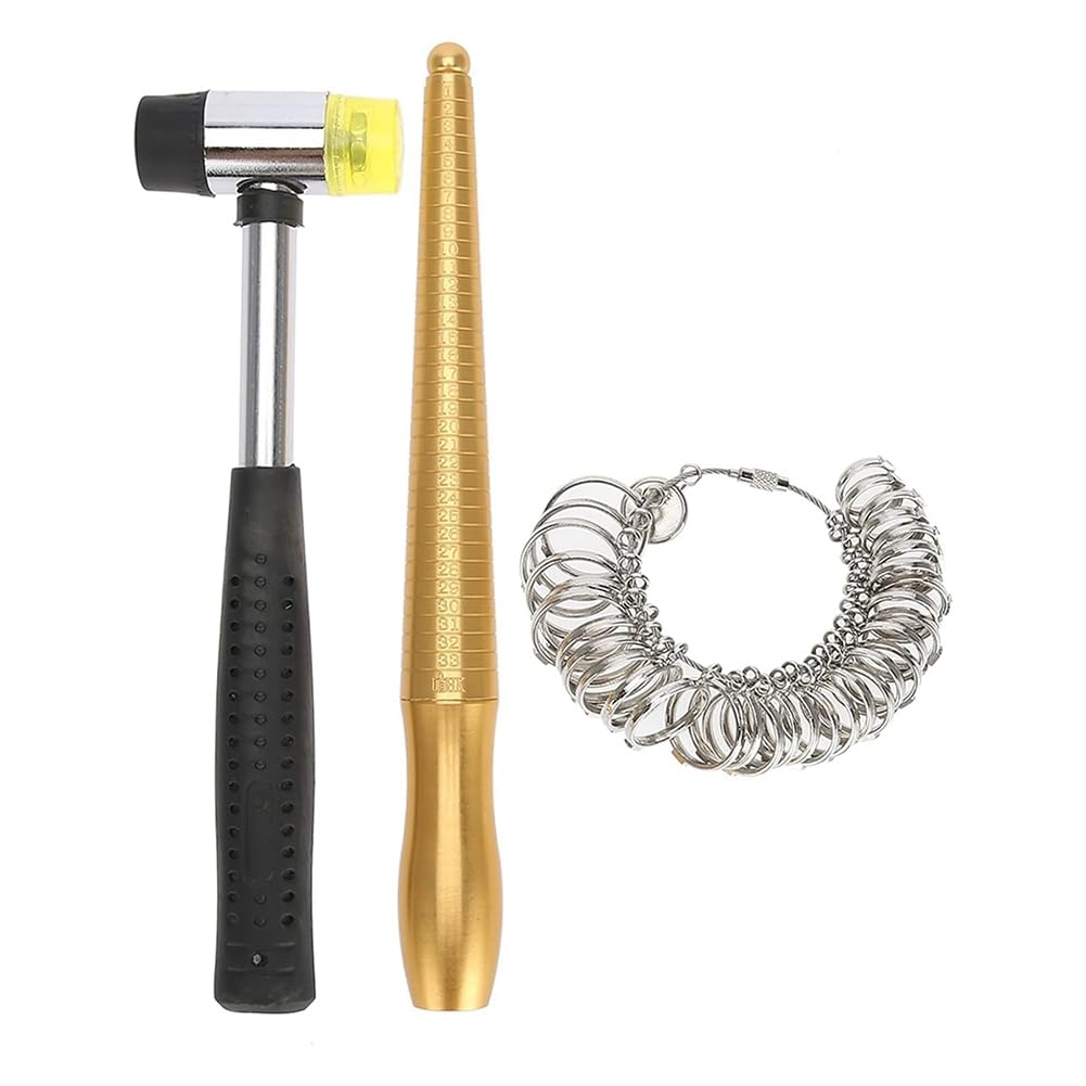 IJSDNVJNDX Ring Mandrel Sizer Finger Measuring Stick Handle Hammers Jewelry Tool for Jewelry Making