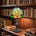 Nizrsky Small Tiffany Table Lamp, 3 Color-Temperature Roses Stained Glass Lamp,6 Inch Tiffany Style Lamp for Bedroom Living Room Home, Handcrafted Light, Included Bulb (Yellow)
