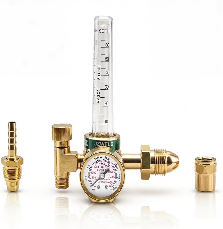 Argon CO2 Regulator Flowmeter Gas Gauge for Mig Tig Weld with 6.6Ft Gas Welding Hose, Argon/CO2 Mig Tig Flow Meter