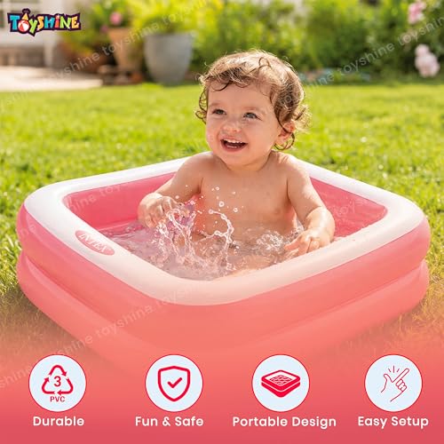 Image of Toyshine Square Inflatable Kids Pool Bath Pool Tub, Summer Water Fun Bathing Tub Toy for Kids - 85x 85x 23 Cms- Pink