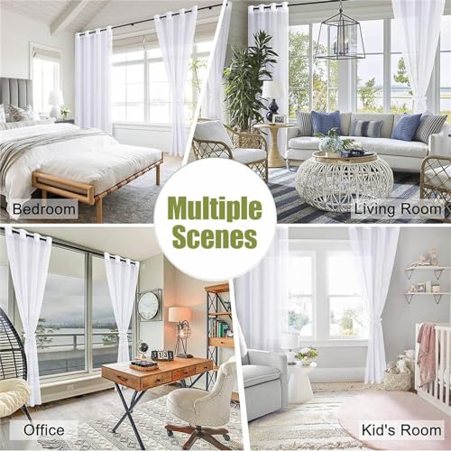 Odot Bedroom Voile Curtains for Windows, 3D Ocean Waves Pattern Semi Transparent Curtain 2 Panels Semi Sheer Curtains with Eyelets Light Filtering Tulle Window Curtain (Ocean Waves,132x244cm) - Image 8