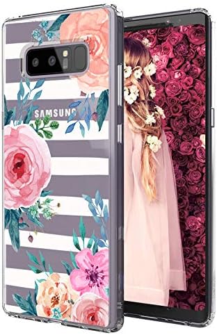 MOSNOVO Galaxy Note 8 Case, Stripe Floral Flower Pattern Clear Design Printed Transparent Plastic Back Hard Case with TPU Bumper Protective Case Cover for Samsung Galaxy Note 8