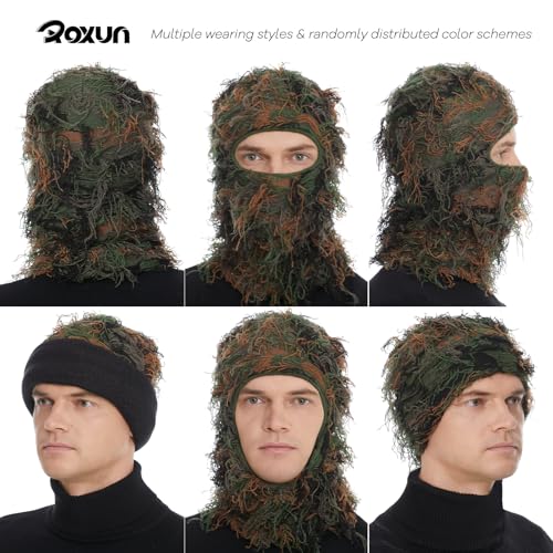 Image of ROXUN Distressed Ski Mask Balaclava, Yeat Shiesty Fluffy Knitted Full Face