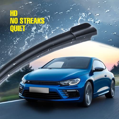 Image of 24 inch+19 inch Windshield Wiper Blades Replacement For VW Volkswagen Passat 2010-2006 Jetta 2010-2007 Eos 2016-2006 Golf 5 Golf 6,Automotive Replacement Windshield Wiper Blades For My Car-Top Lock 19mm