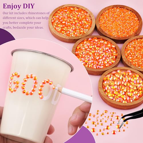 Strass de resina para artesanato com cola de joias B7000, 2 caixas de cristais laranja AB Flatback c