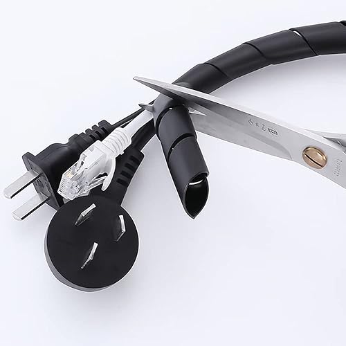 Miniatura 7 de Funda organizadora de cables en espiral de 25 pies y 38 pulgadas para cable de computadora, cable de alimentación de audio y video (38 pulgadas a 25