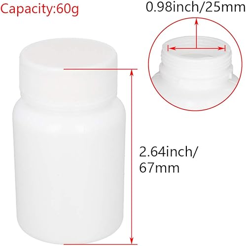Miniatura 3 de Othmro Botellas de reactivo químico de laboratorio de plástico PE 10pcs, 2.0 fl oz/2.03oz boca ancha 25mmID muestra redonda contenedor de