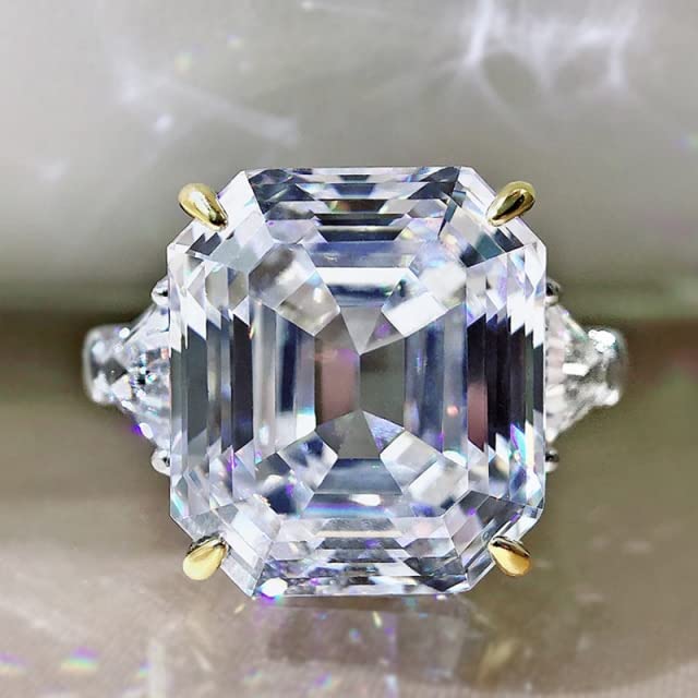 100% 925 Sterling Silber Funkelnde 14 × 16 mm kohlenstoffreiche Diamant-Topas-Eheringe für Frauen-Party-Edelschmuck