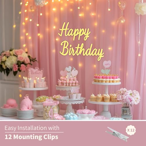 Cortina de tul rosa con luces 10x10 pies 300 LEDs miniatura 7